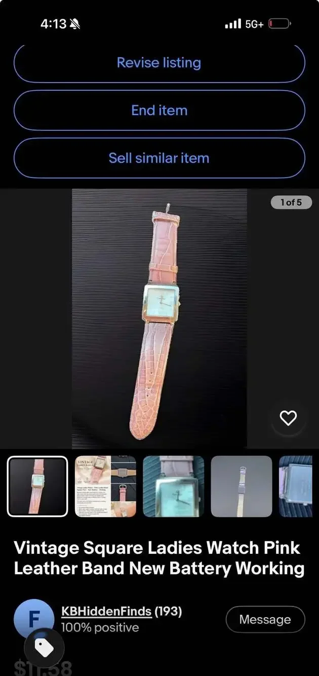 Premier Designs Vintage Women’s Pink Leather Square Watch Quartz New Battery